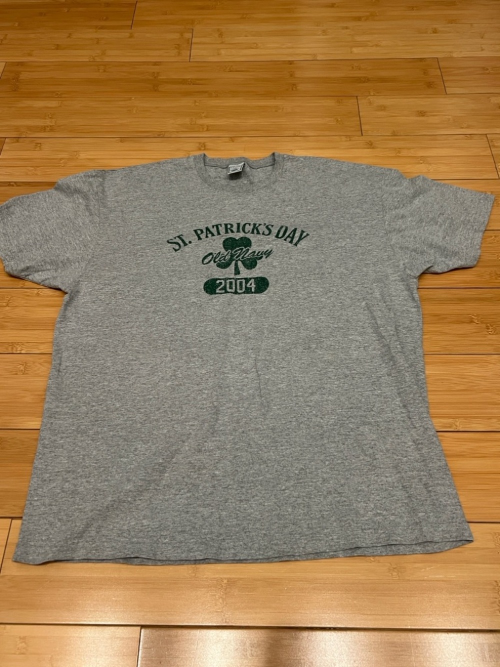 Vintage Old Navy Gray Tee with Green St. Patrick's Day Graphic